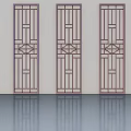 Three Chinese Style Swing Doors With Geometric Lattice Pattern Design 3d model