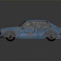Blue Vintage Car Model With Rusty Body And Classic Design 3d model