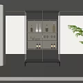 Modern Decorative Display Cabinet With Glass Doors And Metal Frame For Wine Storage