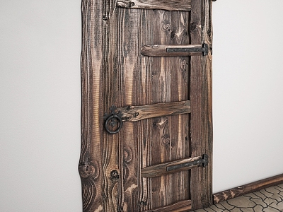 door ecological door single door wooden door retro door 3d model