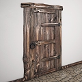 door ecological door single door wooden door retro door 3d model