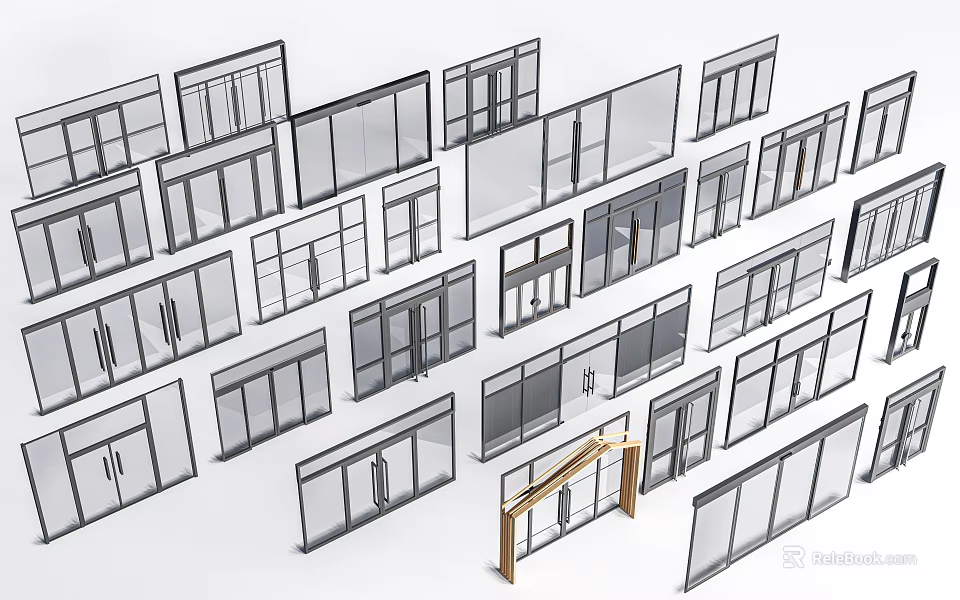 Various Modern Casement Windows With Different Frame Styles And Glass Panel Designs 3d model