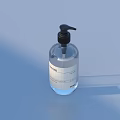 Transparent Hand Sanitizer Bottle With Black Pump Dispenser And Blue Liquid