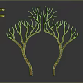 Elegant Double Symmetric Copper Branch Sculptures As Modern Art Decor