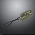 Vintage Electronic Telephone with Beige Classic Design Handset and Coiled Cord