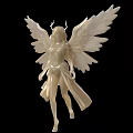 White Angelic Decorative Ornament Set With Flowing Robe And Intricate Wings For Home Decor