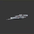 Futuristic Sci-Fi Spaceship 3D Model With Metallic Wings Engines And Detailed Design