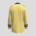 Yellow Double Breasted Coat With Dark Blue Trim Cuff Stripes And Badge