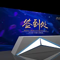 Modern Reception Desk with Lighting and Logo Space for Sign in Area Decorative Background