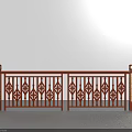 Elegant Decorative Brown Wooden Railing with Intricate Carved Patterns and Posts