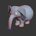 Blue Elephant Toy With Large Ears White Eyes And Red Bow On Black Background