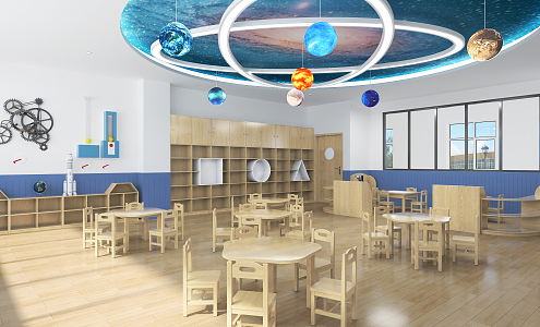 Modern Kindergarten Science Discovery Room 3d model