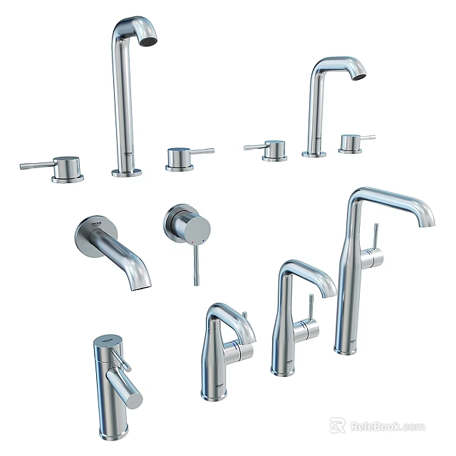 Various Modern Chrome Water Faucet Designs For Bathroom And Kitchen Use 3d model 