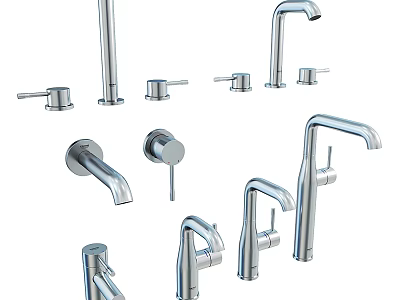 Various Modern Chrome Water Faucet Designs For Bathroom And Kitchen Use 3d model