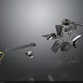 Futuristic Sci Fi Mechanical Structure with Platform Sphere Ladder and Extended Components 3d model