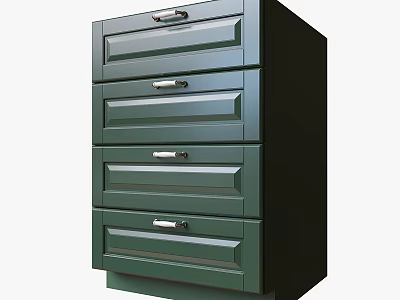 Green Modern Chest of Drawers with Four Drawers and Sleek Design for Home Storage 3d model