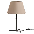 Modern Table Lamp With Beige Lampshade Black Metal Stand And Power Cord