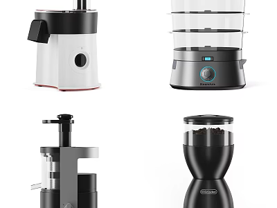 Modern Home Kitchen Electric Appliances Including Juicer Steamer And Grinder 3d model