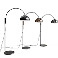 Modern Black Arched Floor Lamps With Hemispherical Shades And Multiple Styles 3d model