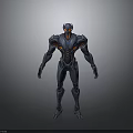 Humanoid Robotic Weapon With Mechanical Armor And Red Glowing Accents 3D Model Design 3d model