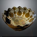 Artistic Orange And White Ceramic Bowl With Scalloped Edge And Intricate Decorative Patterns