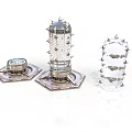 Decorative Metal Glass Components With Spiked Tops Grid Structures And Transparent Sections