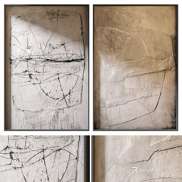 Abstract Paintings With Intricate Lines And Textures 3d model 