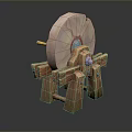 Wooden Spinning Wheel with Large Wheel and Sturdy Wooden Frame for Daily Use