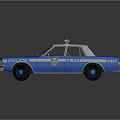 Blue And White Police Car With Flashing Lights Badge And POLICE Lettering