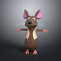 Cartoon Mouse Character With Pink Ears Green Eyes Light Yellow Vest And Open Arms