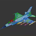 Detailed Space Aerospace Fighter Jet Model With Blue White Livery And Missiles