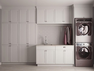 modern bathroom cabinet laundry cabinet built-in washer dryer model