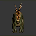 Realistic Stegosaurus Dinosaur 3D Model With Green Textured Skin And Orange Yellow Plates