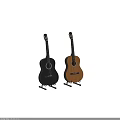 Black And Natural Wooden Acoustic Guitars Musical Instruments For Music Enthusiasts