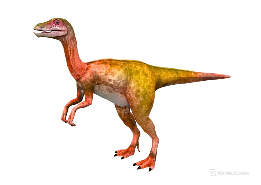 Vibrant Orange Yellow Spotted Dinosaur With Standing Posture And Side View 3d model