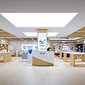 China Telecom Digital Store Modern Interior With Wooden Display Counters And Electronic Devices 3d model