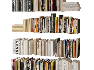 Organized and Stacked Books Magazines with Various Colored Spines Different Sizes in Rows 3d model