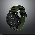 Modern Stylish Sporty Watch with Green Silicone Strap and Black Dial
