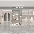 Tonyred Clothing Store Interior With White Clothes Arched Doors And Marble Floor