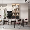 Light Luxury Dining Table and Chair Combination Simple 3d model
