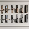 Modern fingerprint lock door handle combination lock 3d model