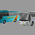 Blue SHMA BUS Vehicle and White Bus with Modern Exterior Design Features