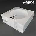Modern White Square Bathtub Design With Black Faucet And Storage Shelves