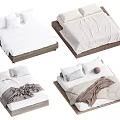 Modern Double Bed Designs With White Bedding Pillows And Decorative Blankets 3d model