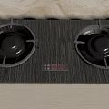 Modern Kitchen Appliance Gas Stove With Two Black Burners And Marble Wall Background