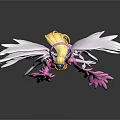 Female Character And Creature With White Wings Pink Decorations Detailed Mythical Figure Design