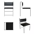 Black Metal Frame Leisure Chair With Foldable Design And Multi Angle Views 3d model