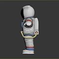 Detailed Astronaut Model With White Space Suit Blue Red Accents And Open Arms