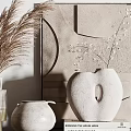 Modern Minimalist Decorative Ornament Set With Stone Ceramic Dried Flowers And Geometric Wall Home Decor