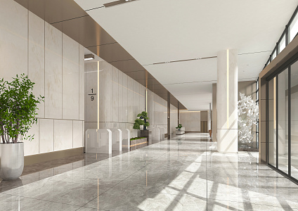 Light Luxury Hall Lobby 3d model